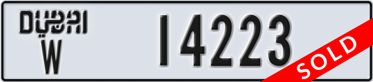 dubai License Plate Number 14223 Code W