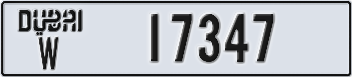 dubai License Plate Number 17347 Code W