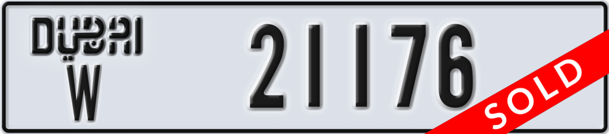 dubai License Plate Number 21176 Code W