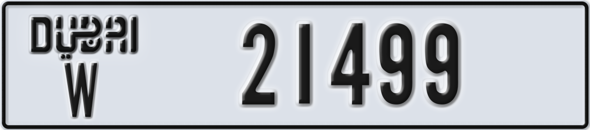 dubai License Plate Number 21499 Code W