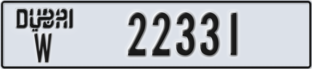dubai License Plate Number 22331 Code W