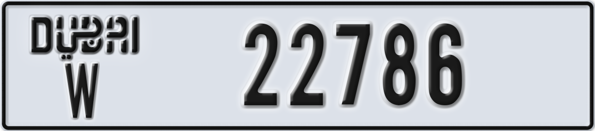 dubai License Plate Number 22786 Code W