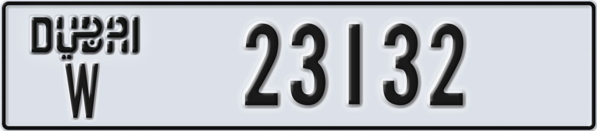 dubai License Plate Number 23132 Code W
