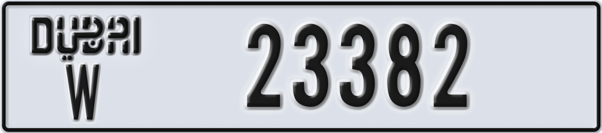 dubai License Plate Number 23382 Code W