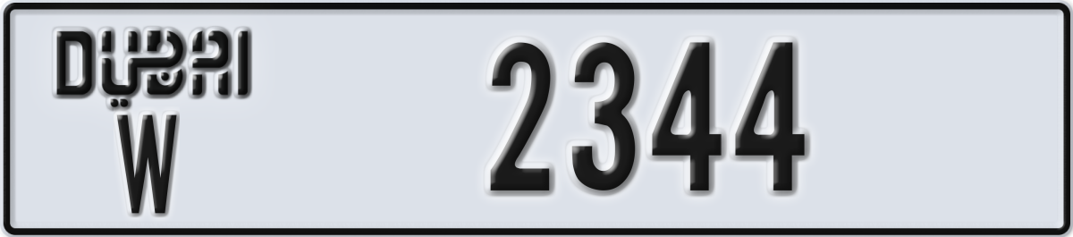 dubai License Plate Number 2344 Code W