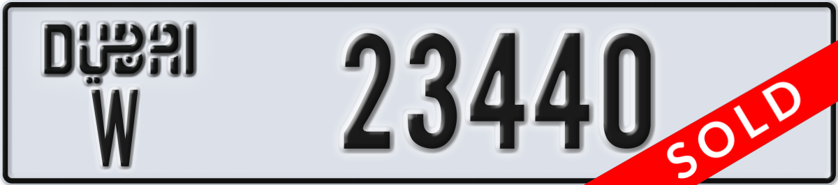 dubai License Plate Number 23440 Code W