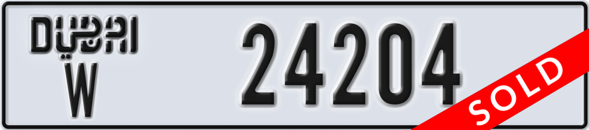 dubai License Plate Number 24204 Code W