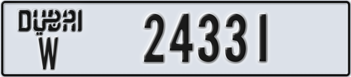 dubai License Plate Number 24331 Code W