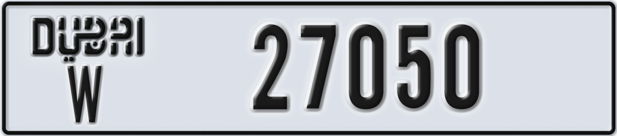 dubai License Plate Number 27050 Code W