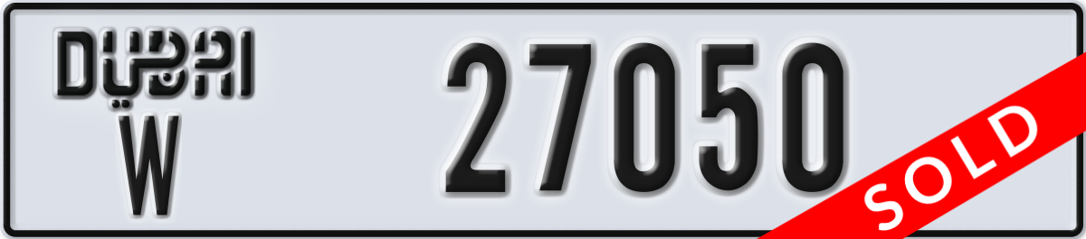 dubai License Plate Number 27050 Code W