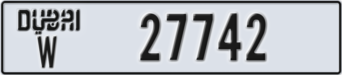 dubai License Plate Number 27742 Code W