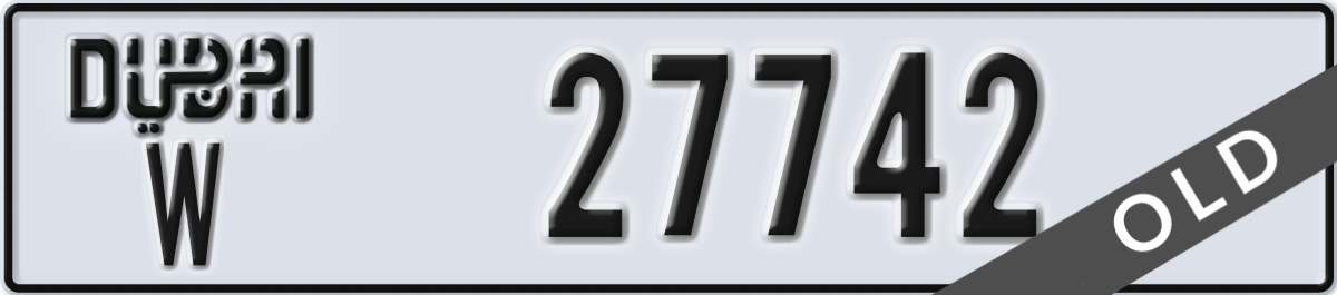 dubai License Plate Number 27742 Code W
