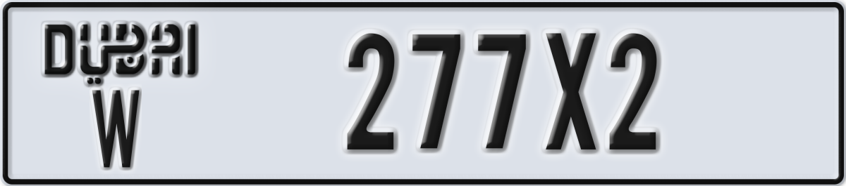 dubai License Plate Number 277X2 Code W