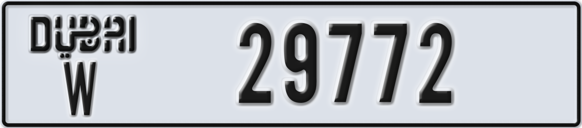 dubai License Plate Number 29772 Code W