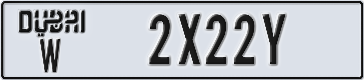 dubai License Plate Number 2X22Y Code W