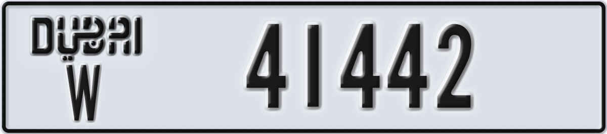 dubai License Plate Number 41442 Code W