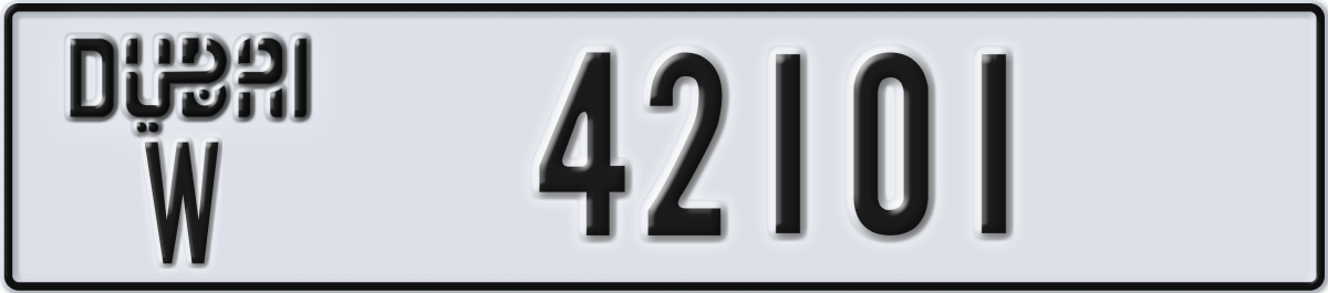 dubai License Plate Number 42101 Code W