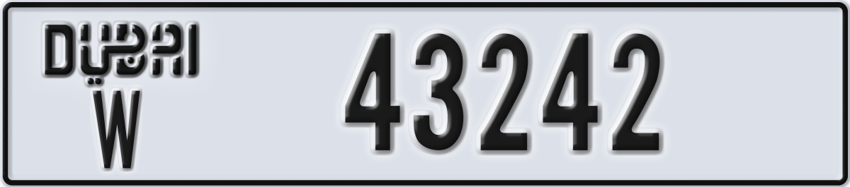 dubai License Plate Number 43242 Code W
