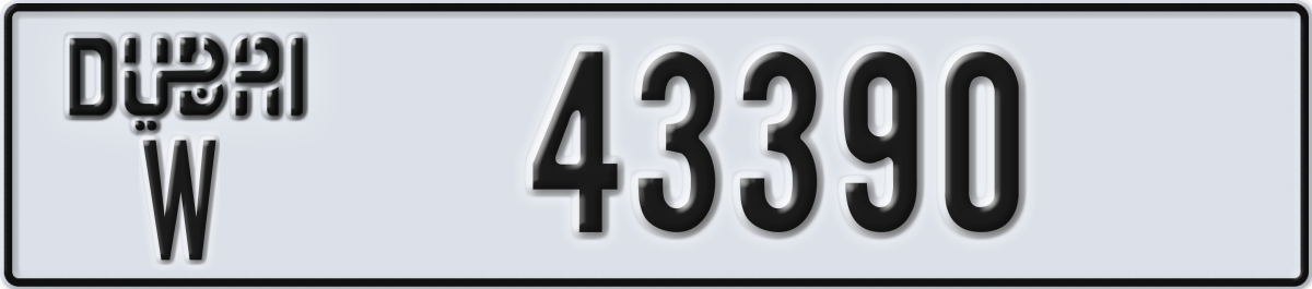 dubai License Plate Number 43390 Code W