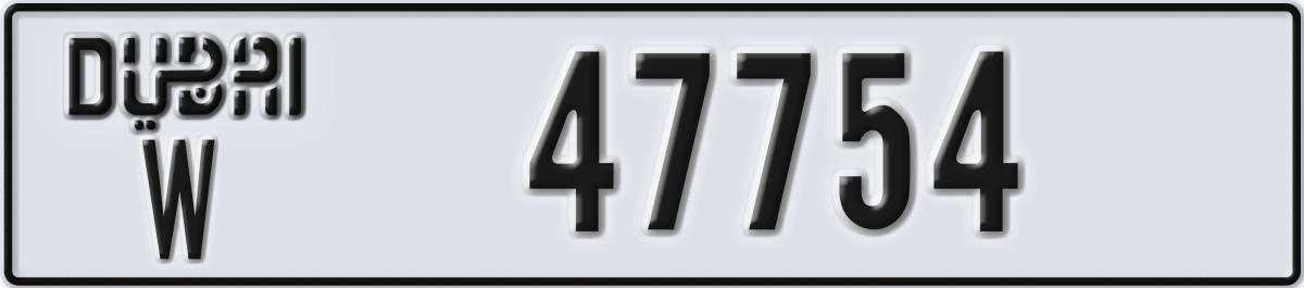 dubai License Plate Number 47754 Code W