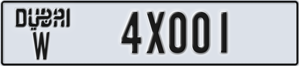 dubai License Plate Number 4X001 Code W
