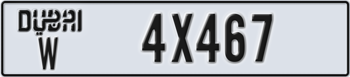 dubai License Plate Number 4X467 Code W