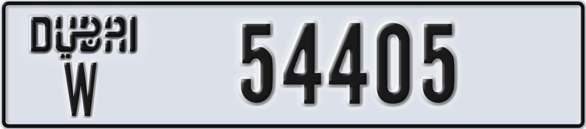 dubai License Plate Number 54405 Code W