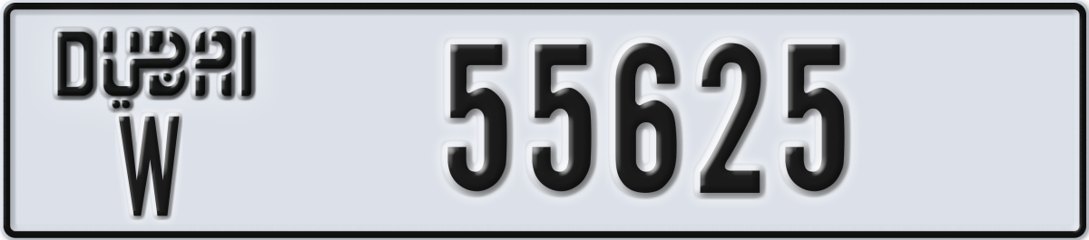 dubai License Plate Number 55625 Code W