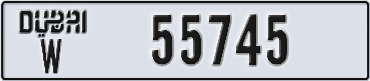dubai License Plate Number 55745 Code W