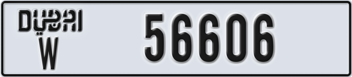 dubai License Plate Number 56606 Code W