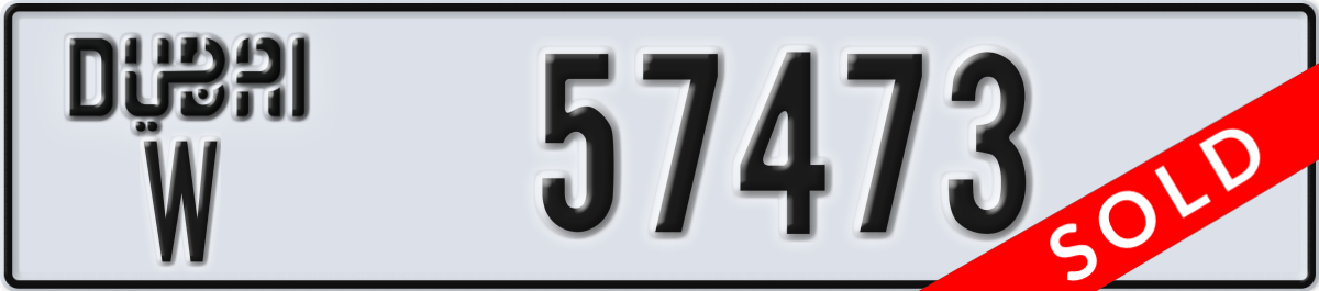 dubai License Plate Number 57473 Code W