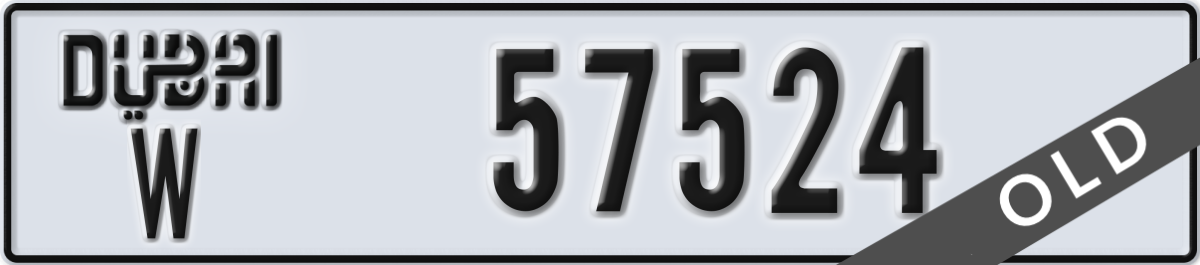 dubai License Plate Number 57524 Code W