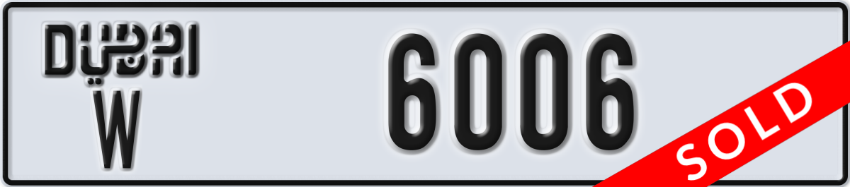 dubai License Plate Number 6006 Code W