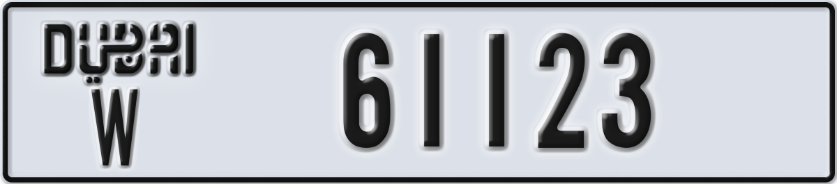 dubai License Plate Number 61123 Code W