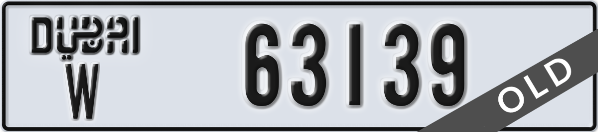 dubai License Plate Number 63139 Code W
