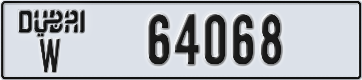 dubai License Plate Number 64068 Code W