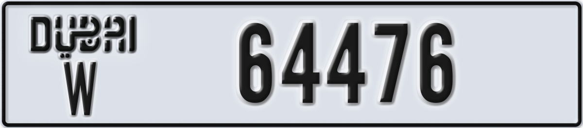 dubai License Plate Number 64476 Code W