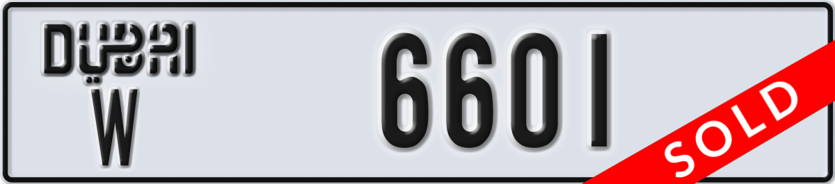 dubai License Plate Number 6601 Code W