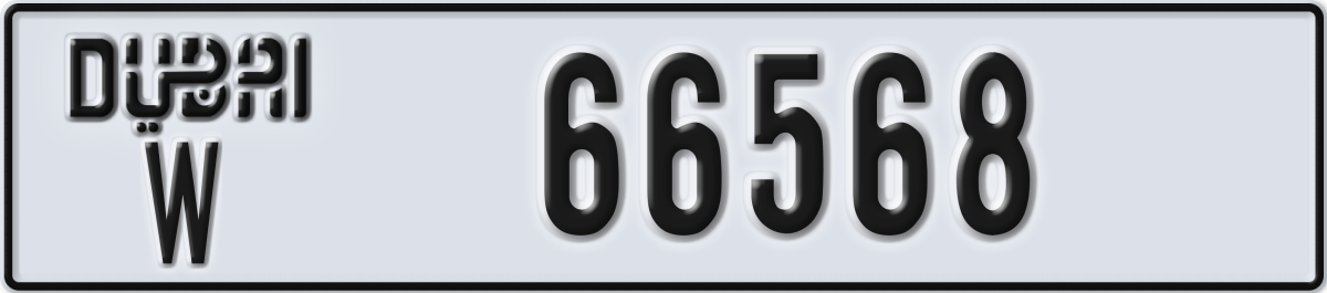 dubai License Plate Number 66568 Code W