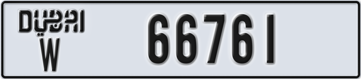 dubai License Plate Number 66761 Code W