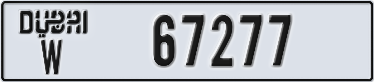 dubai License Plate Number 67277 Code W