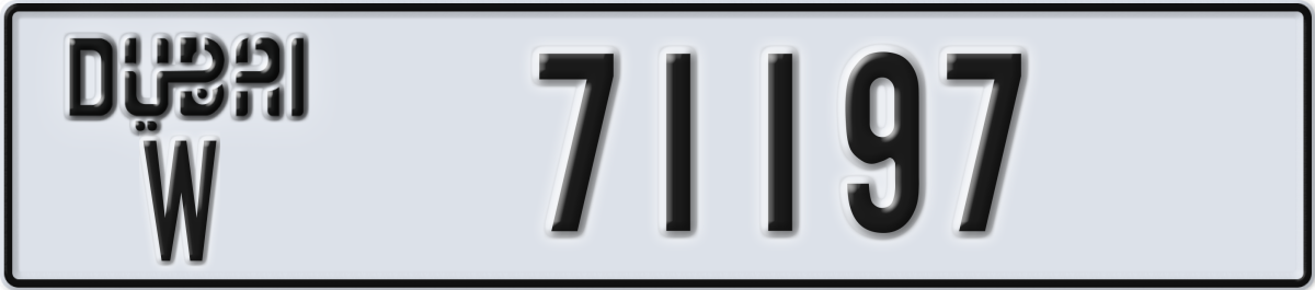 dubai License Plate Number 71197 Code W