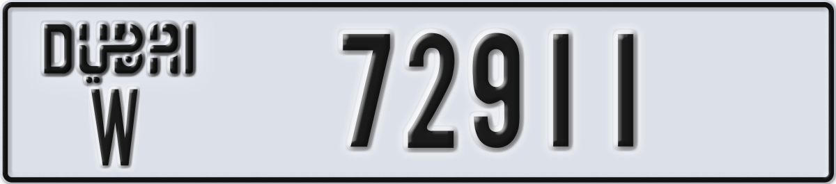 dubai License Plate Number 72911 Code W