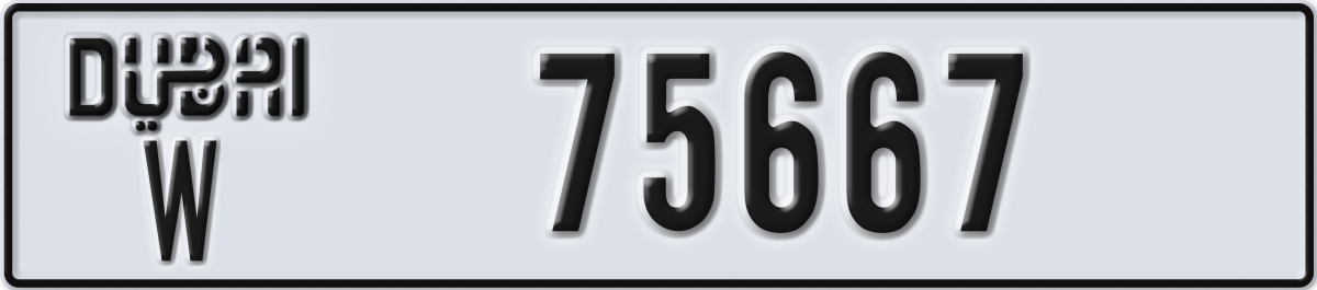 dubai License Plate Number 75667 Code W