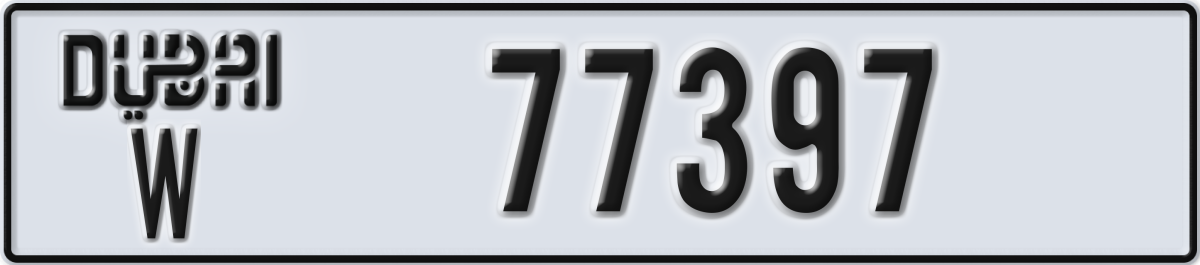 dubai License Plate Number 77397 Code W