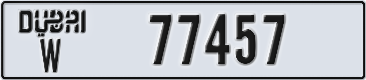 dubai License Plate Number 77457 Code W