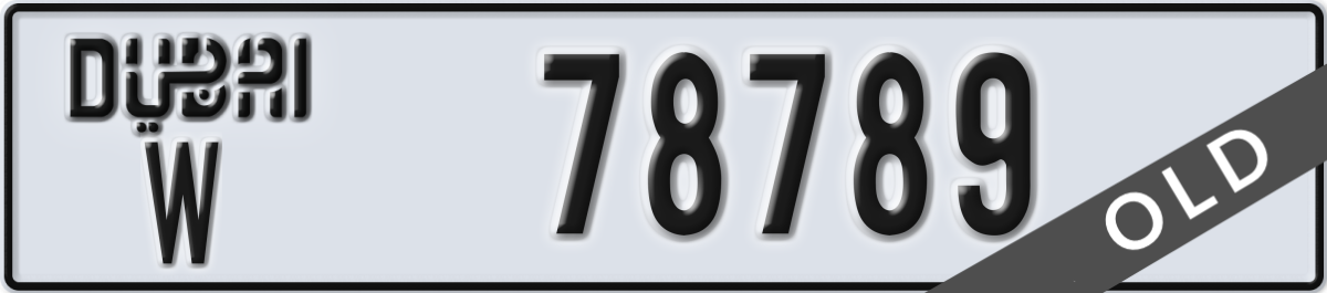 dubai License Plate Number 78789 Code W