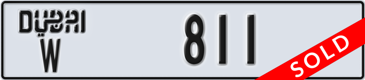 dubai License Plate Number 811 Code W