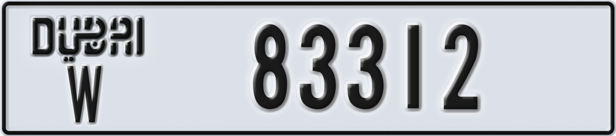 dubai License Plate Number 83312 Code W