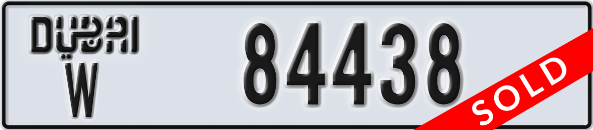 dubai License Plate Number 84438 Code W